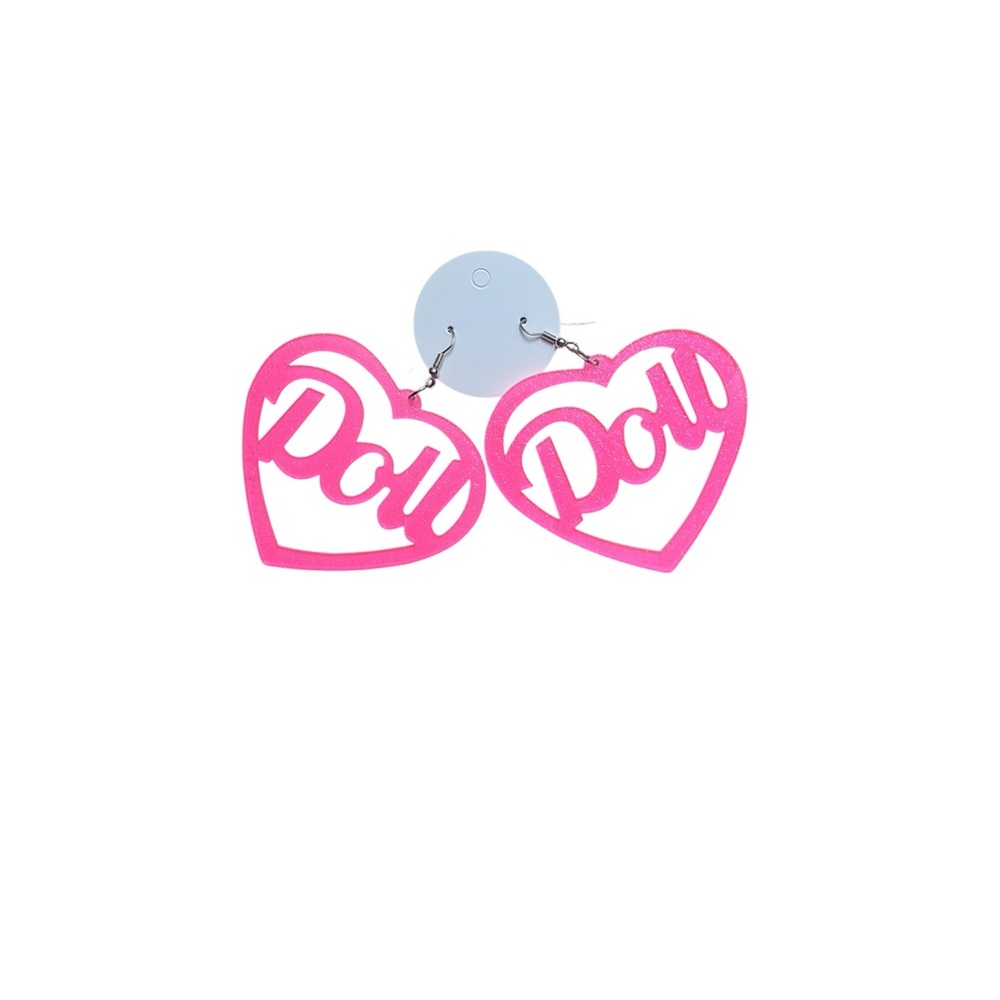 5/$25 Pink Heart 'Doll' Earrings